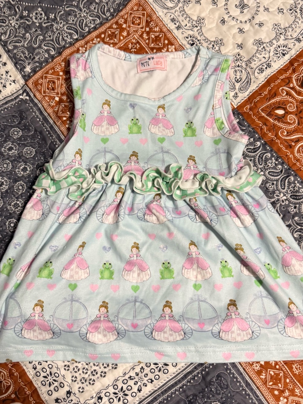 Pete + Lucy Light Blue Princess & Frog Ruffle Tank Dress for Girls